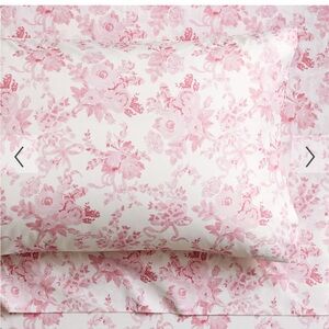 LoveShackFancy Garden Damask Organic Sheet Set Twin/Twin XL Pink/Ivory
